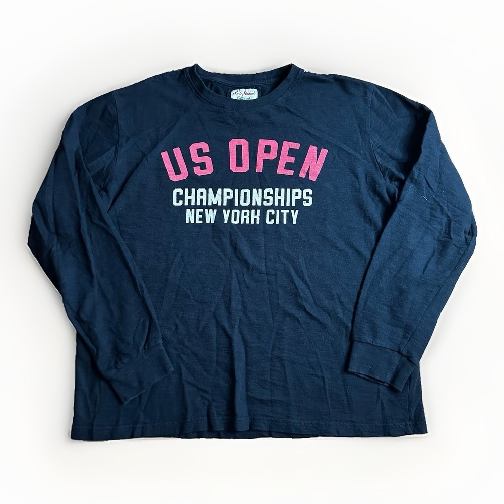 Red Jacket US Open Tennis Championship New York Shirt Mens Large Black NYC USA